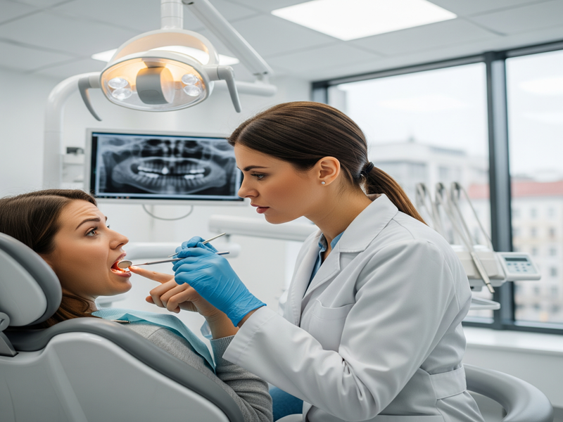 Patient with tooth pain being examined at the Best Dental Clinic in Hadapsar.